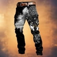 thumbnail image 2 of CONZONE Mens Baggy Cargo Pants Wide Leg Pants for Men Trendy Buttons Viking Mythology Graphic Y2K Soft Casual Joggers With Pocket, 2 of 3