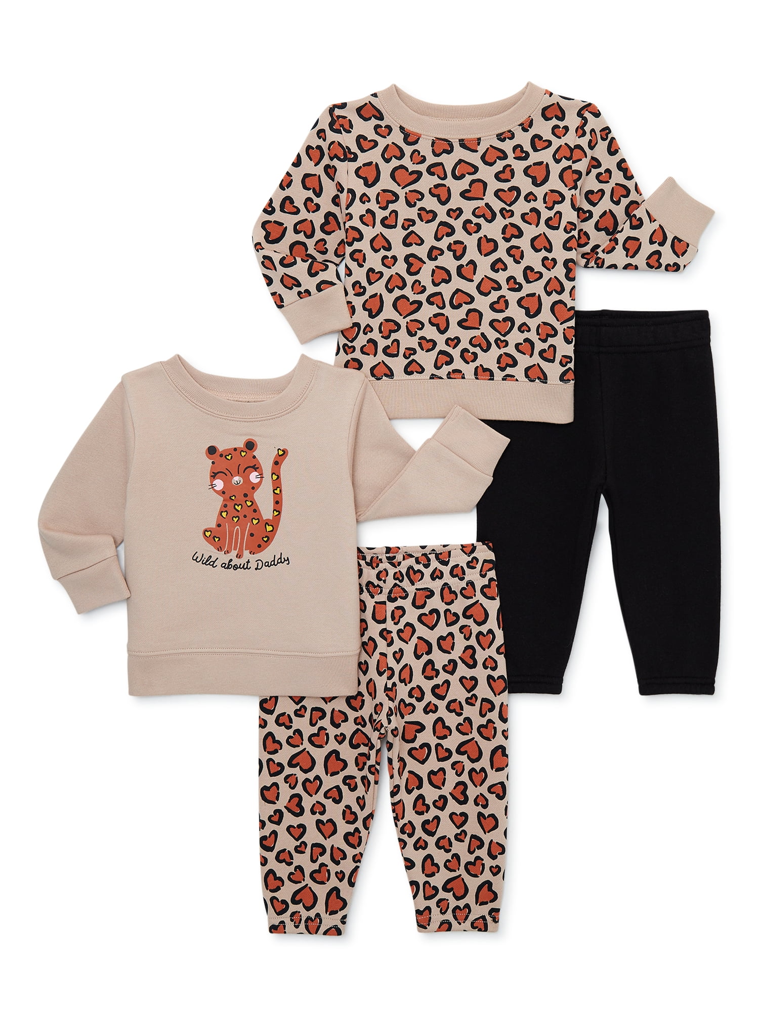 Buy Garanimals Baby Girl Fleece Sweatshirt And Sweatpants Outfit Set, 4Piece, Sizes 6924