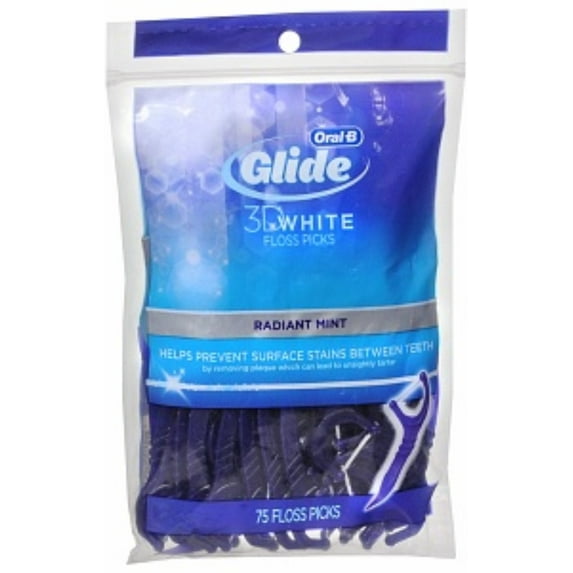 Glide 3D White Floss Picks, Radiant Mint 75 ea (Pack of 3)