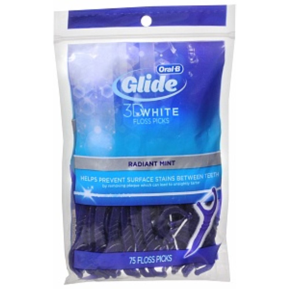 Glide 3D White Floss Picks, Radiant Mint 75 ea (Pack of 2) Walmart