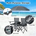 thumbnail image 2 of COWIN Outdoor Foldable Picnic Double Chair ,Camping Chairs with Umbrella Camping Double Portable Chairs Folding Beach Chair with Insulation Bag,Backpacking Gray, 2 of 7