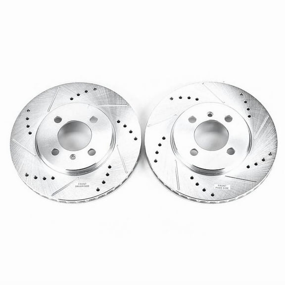 Power Stop Front Pair of Drilled and Slotted Brake Rotors EBR219XPR