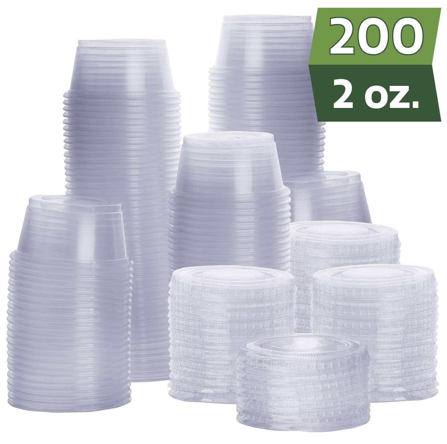 TashiBox 200 Sets of 2 Ounce Disposable Plastic Jello Shot Cups With Lids 2 for sale online 