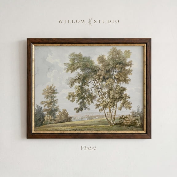 Vintage Landscape Wood Frame Wall Art Print