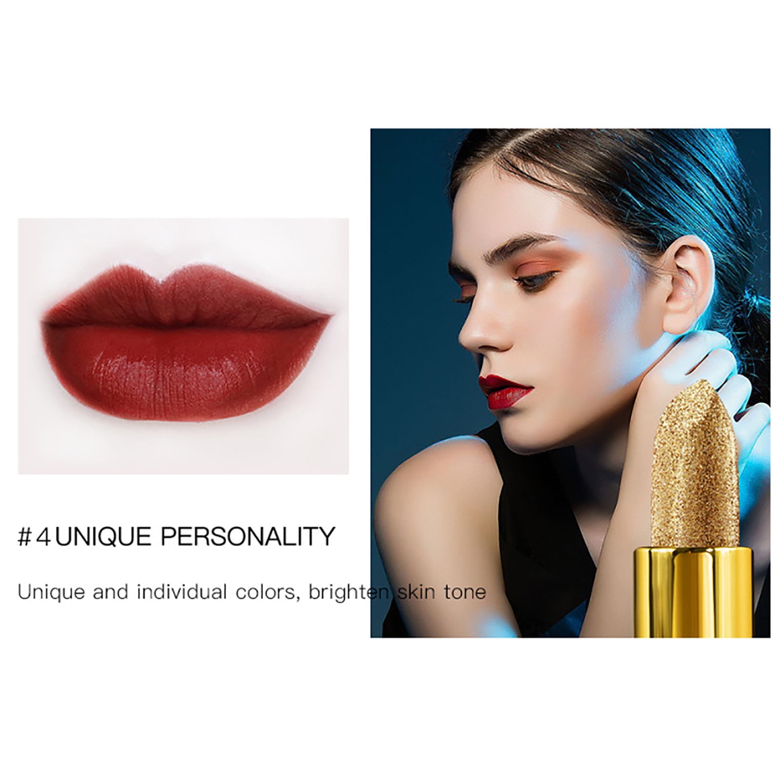 YiFudd Glitter Lipstick Moisturizing Makeup Velvet Matte Gold Lipstick