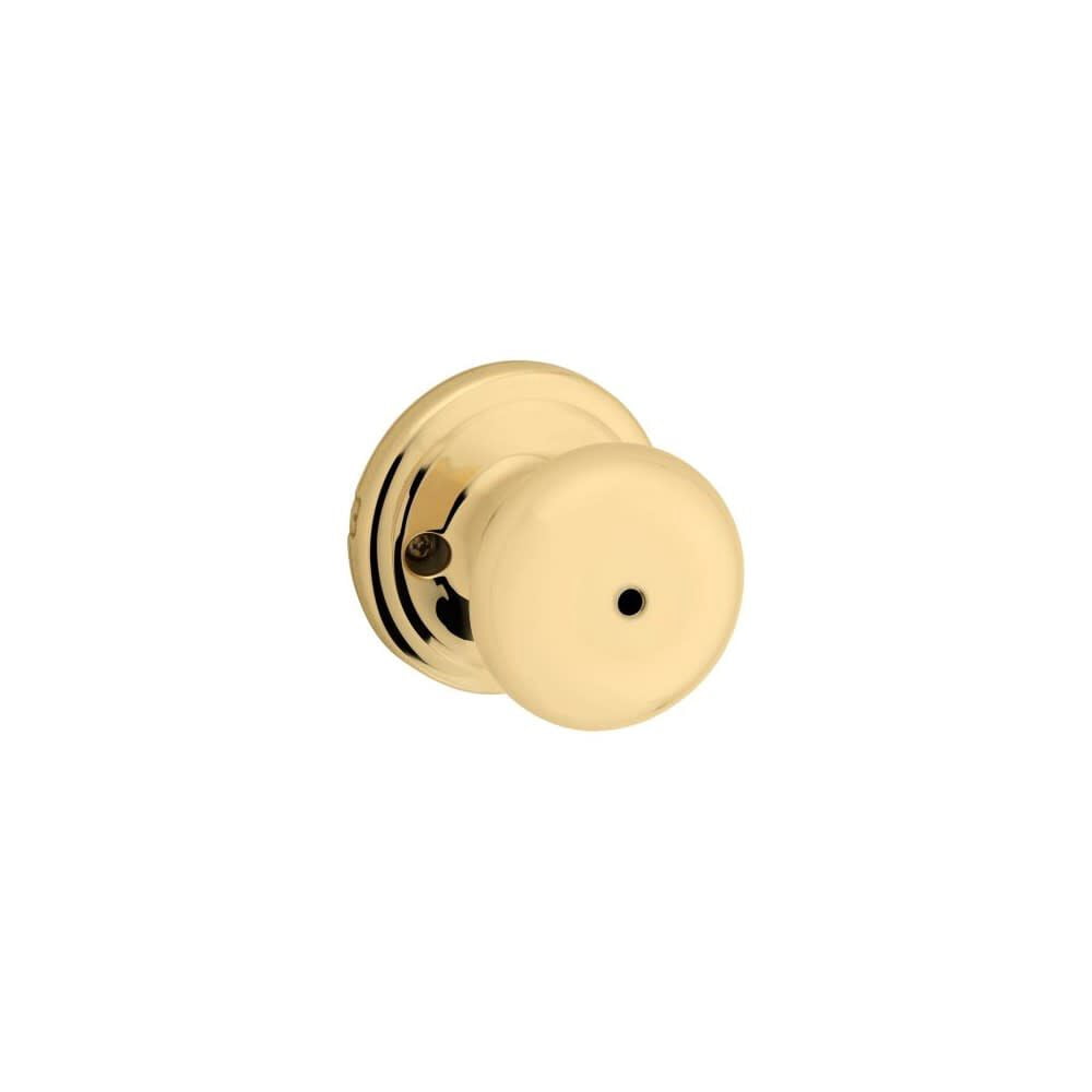 Kwikset Juno Bed/Bath Door Knob in Polished Brass