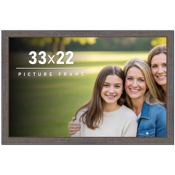 33x22 Frame Slate Blue Distressed Rustic Solid Wood Picture Frame | 0.75 Inch Moulding Width |