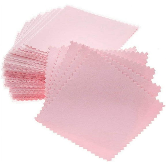 Haobase 50 Pack Jewelry Cleaning Cloth,Jewelry Polishing Cloth for Sterling Silver Gold Platinum Pink