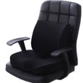 thumbnail image 1 of Juego de cojín de asiento con soporte lumbar de poliéster, cómodo cojín para silla para oficina y hogar, juego de franela, juego combinado de cojín negro y cojín de respaldo, 1 of 5
