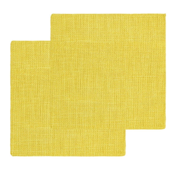 Yellow Burlap Texture Dish Towels Set, Waffle Weave Kitchen Towels 2 Pieces, Farmhouse Vintage Yellow Microfiber Hair Face Bath Tea Towel Absorbent Quick Drying Cleaning Dish Cloths, 12"x12"