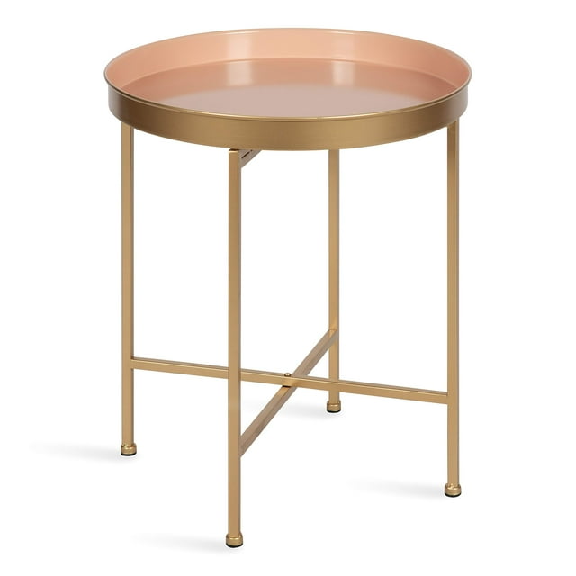 Kate and Laurel Celia Table d'Appoint Ronde Charmant, 18.25 x 18.25 x 22, Rose et Or, Table d'Accent Minimaliste Moderne pour Rangement et Exposition