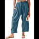 thumbnail image 2 of Pantalones Palazzo Harem Informales Holgados con Cordón para Mujer, para Verano, Playa, Viajes, Vacaciones, con Bolsillos. Azul Pavo Real S, 2 of 6