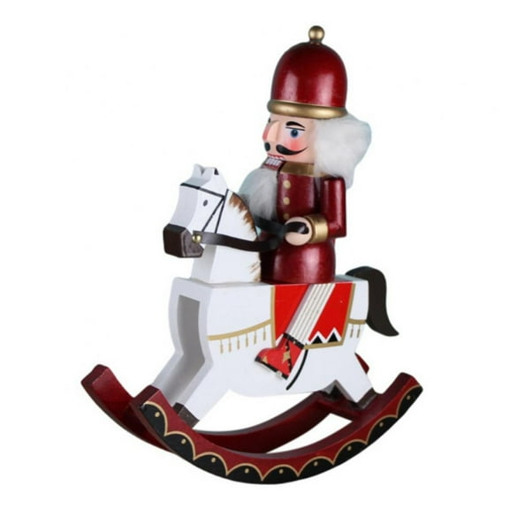 Wooden Rocking Horse Nutcracker 12-Inch, Nutcracker Figure on Rocking Horse Christmas Decoration