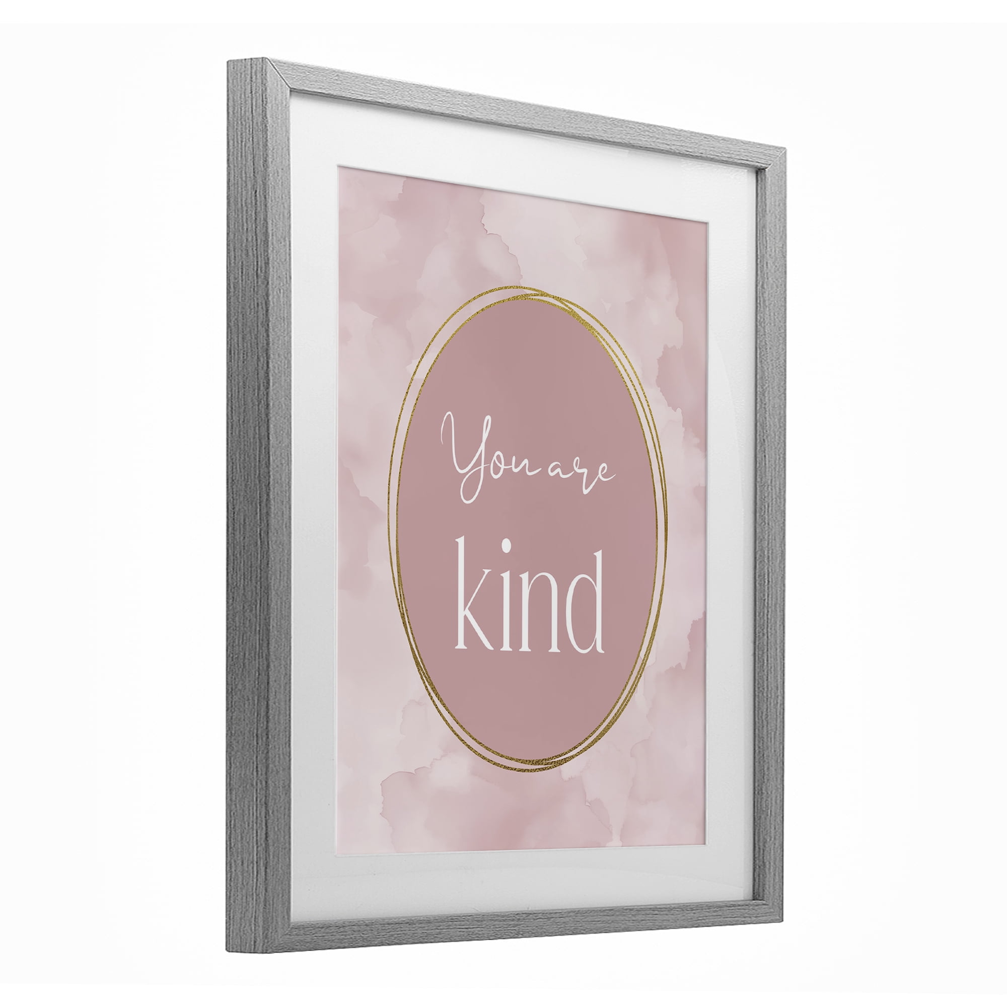 Stupell Industries Pink Golden Affirmation Gray Framed Print Under Glass, design by Christine Simpson Art