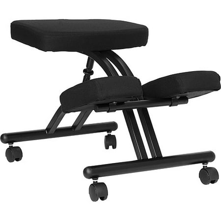 steel-frame ergonomic kneeling posture office chair, black steel-frame ergonomic kneeling posture office chair, black