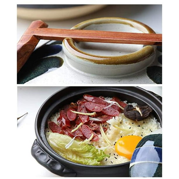 Japanese Clay Pot Hot Pot Ceramic Donabe Casserole Earthenware Clay Pot,  High Temperature Resistance with Lid Round Ceramic Cookware (Medium)