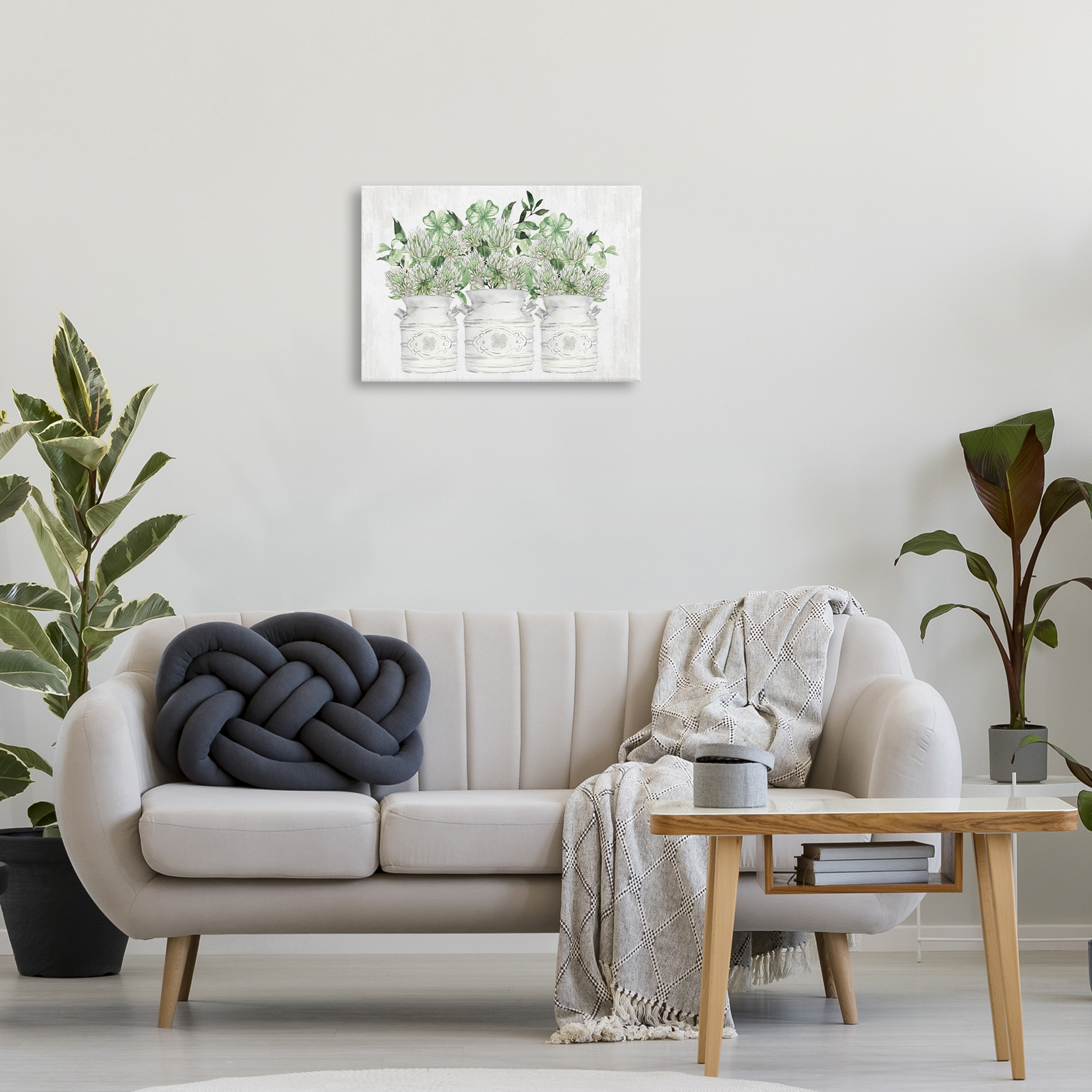 Stupell Industries Spring Potted Clovers Botanical & Floral Painting Gallery Wrapped Canvas Art Print Wall Art, 24 x 16