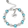 thumbnail image 6 of Minhui Bracelet Granddaughter Bracelets Jewelry Beaded Charm Heart Pendant Beautiful Gift Rhinestone Crystal Balls Faux Pearls, 6 of 8