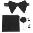 thumbnail image 2 of Juego de 5 lazos para corbata de fácil manejo, lazos de corbata clásicos y elegantes para hombre, gemelos cuadrados de bolsillo, ramillete para regalo de cumpleaños, color negro, 2 of 12