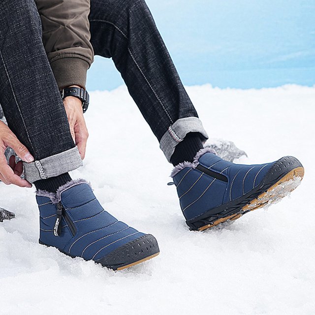 Botas de nieve forradas de piel Botas de eje corto Acogedoras botas de invierno antideslizantes para hombres para el invierno DQrwqpou Tenis De Mujer Tenis De Hombre