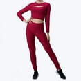 thumbnail image 5 of Timegard Workout Sets for Women 2 Piece Cropped Long Sleeve Cutout Tops and Leggings Athletic Outfits, 5 of 5