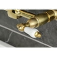 thumbnail image 4 of Kingston Brass KS1247PL Heritage Double-Handle Wall-Mount Bridge Kitchen Faucet, Brushed Brass, 4 of 7