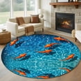 5ft Round Rug Red Fish Area Rugs for Living Room Bedroom Washable Non ...
