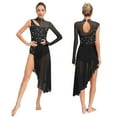 thumbnail image 3 of iiniim Women's Rhinestone Lyrical Dance Costume Sheer Mesh Leotard Flowy Figure Skating Dress Black XXL, 3 of 7