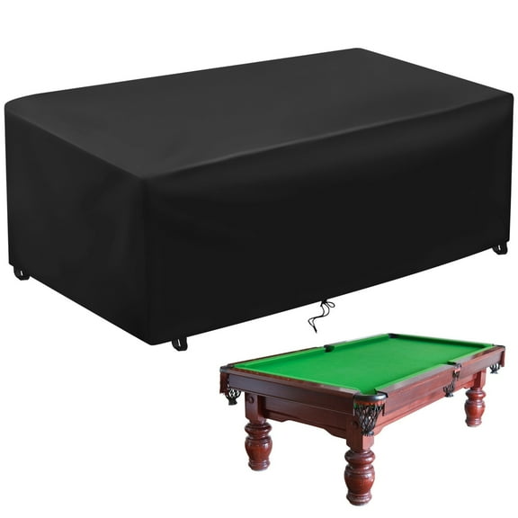 8ft Pool Table Cover, Outdoor Waterproof Billiard Table Protector, Dust-proof Cover with Elastic Cord & Sticking Fastener Strap for Pool Tables, 98.4"x 59.1"x 35.4"