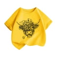 thumbnail image 2 of SGFCWSX Girls Short Sleeve T-Shirt, Kids Graphic Cotton Summer Tees Loose Fit Casual Tops Yellow Size 4-5 Years, 2 of 9