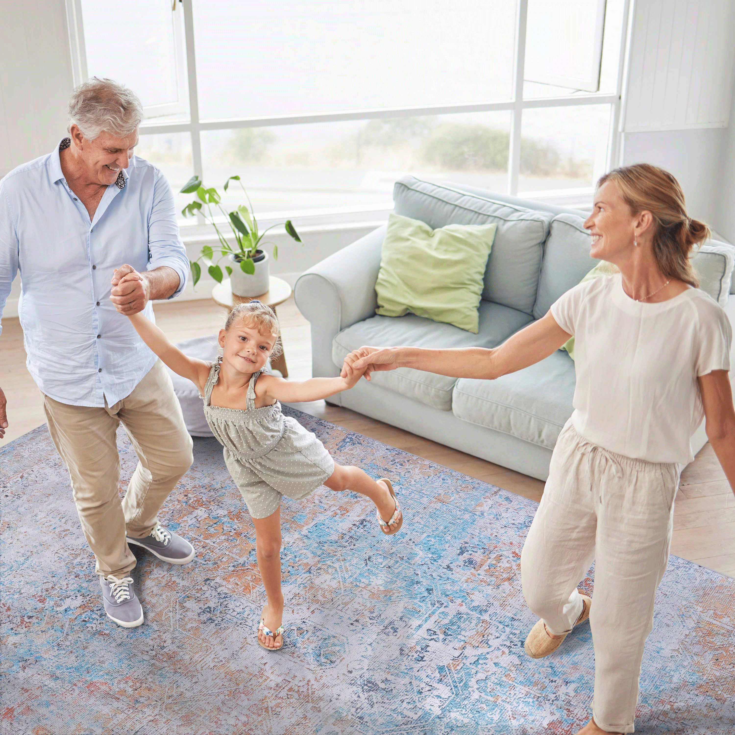 Area Rug 5' x 8' Non-Slip Low Pile Chenille Rug Stain Resistant Indoor Carpet for Living Room Bedroom Dining Room Kitchen Hallway Playroom