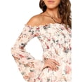thumbnail image 4 of Borke Women's Casual Floral Print Off Shoulder Trumpet Sleeve Swing Dress, 4 of 6