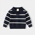 thumbnail image 2 of KPOPLK Boys Shirts Toddler Boys Long Sleeve Collar Sripe Print Fall T-Shirts Casual Tops Tees 1T 2T 3T 4T 5T 6T(5-6 Years,Navy), 2 of 8