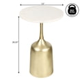 thumbnail image 4 of JONATHAN Y Pip 20.25" Classic Designer Metal Drink Table and Decorative End Table with White Marble Round Top and Bell Pedestal Base, Antique Gold, END4002B, 4 of 5