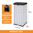 thumbnail image 3 of Dextrus 36 Gallon Outdoor Trash Can, Waterproof Resin Garbage Bin with Drip Tray & Lid, Trash Bin,for Porch, Backyard, White & Black, 3 of 10