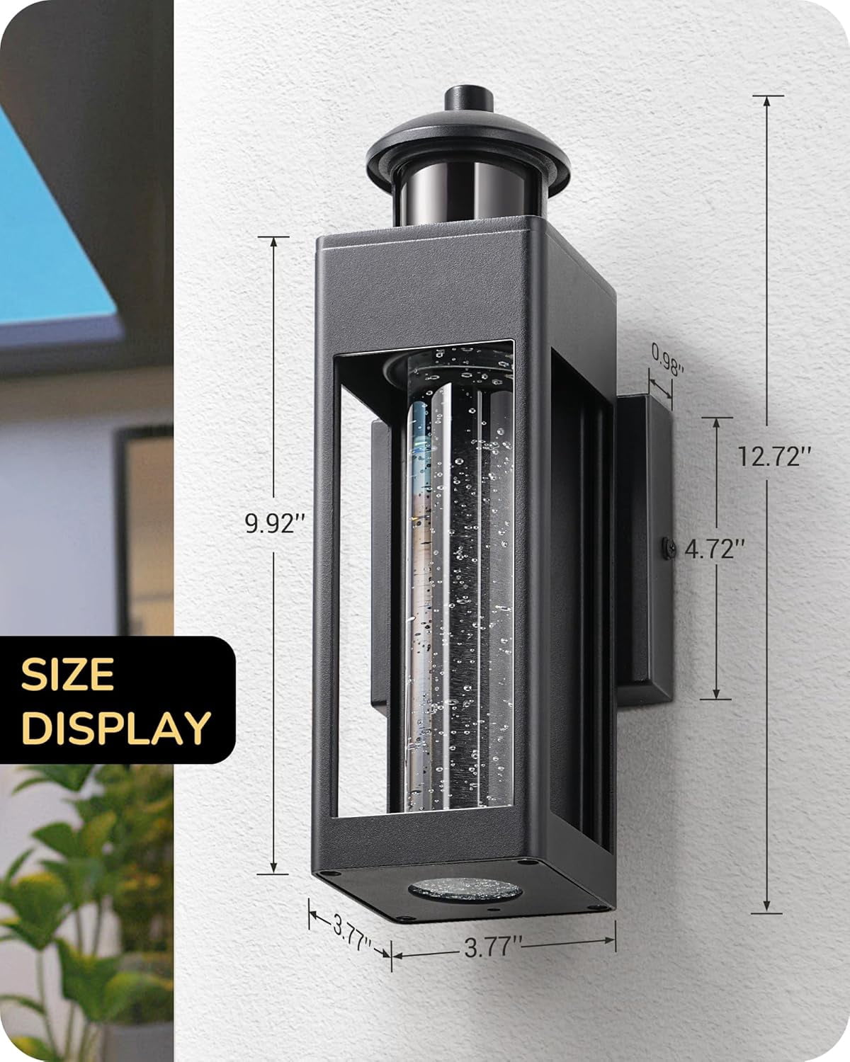 EDISHINE Motion Sensor Outdoor Wall Lights, Dusk to Dawn Exterior Lighting Fixture with Crystal Bubble Glass, LED Outdoor Porch Light Wall Mount, Outside Wall Sconce Lantern for Front Door 1100 Lumen