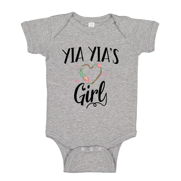 Yia Yia's Girl Baby Bodysuit One Piece NB Athletic Heather