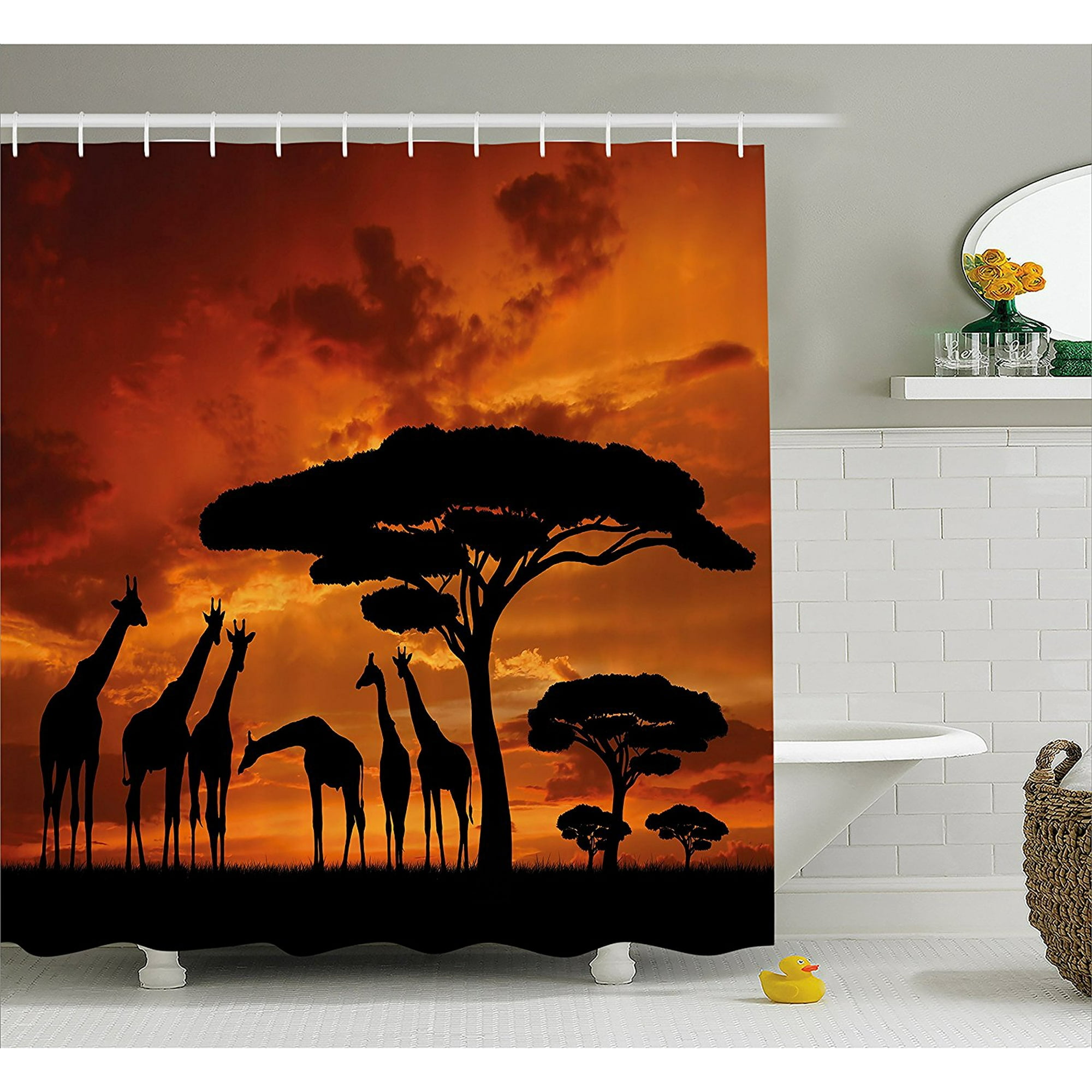 Wildlife Decor Shower Curtain By Safari With Giraffe Crew With