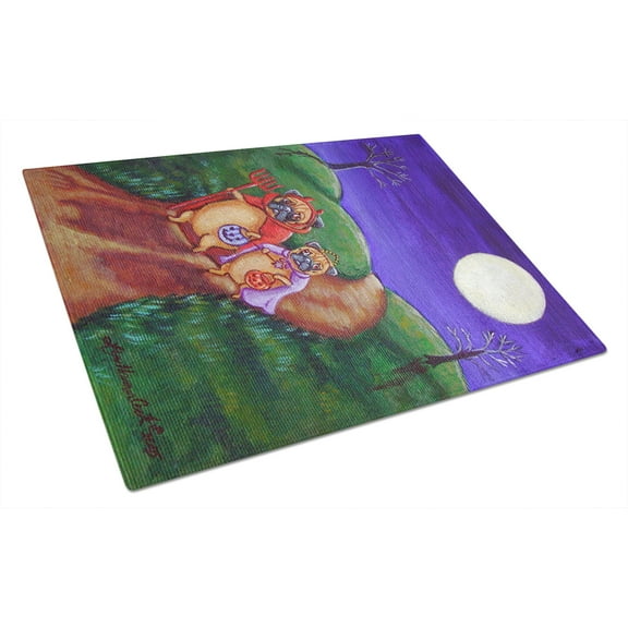 Trick or Treat Halloween Pug Glass Cutting Board Large