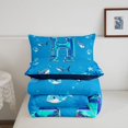 thumbnail image 5 of meiyoeat Water Themed Monogram Queen Comforter Set For Boys,Shark Ocean Initial Art Comforter Sets Queen,Navy Blue Reversible,3-Piece,1 Comforter And 2 Pillowcases, 5 of 7