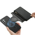 thumbnail image 3 of For Samsung Galaxy A25 5G Case with RFID Blocking Card Holder for Women Men,Compatible with MagSafe,Detachable Wallet 2 in 1 PU Leather Magnetic Snap Flip Kickstand Zipper Pouch Phone Case,Black, 3 of 11