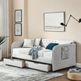 thumbnail image 5 of Beige Linen Upholstery Daybed | Transformable from Twin to King Size | Sturdy Construction, Drawer Storage, 5 of 6