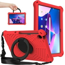 Dteck Case for Lenovo Tab M10 Plus 3rd Gen 10.6 inch Tablet (TB-125F/TB-128F) 2022, Heavy Duty Shockproof Case with 360° Rotating Stand Crossbody Shoulder Strap,Red