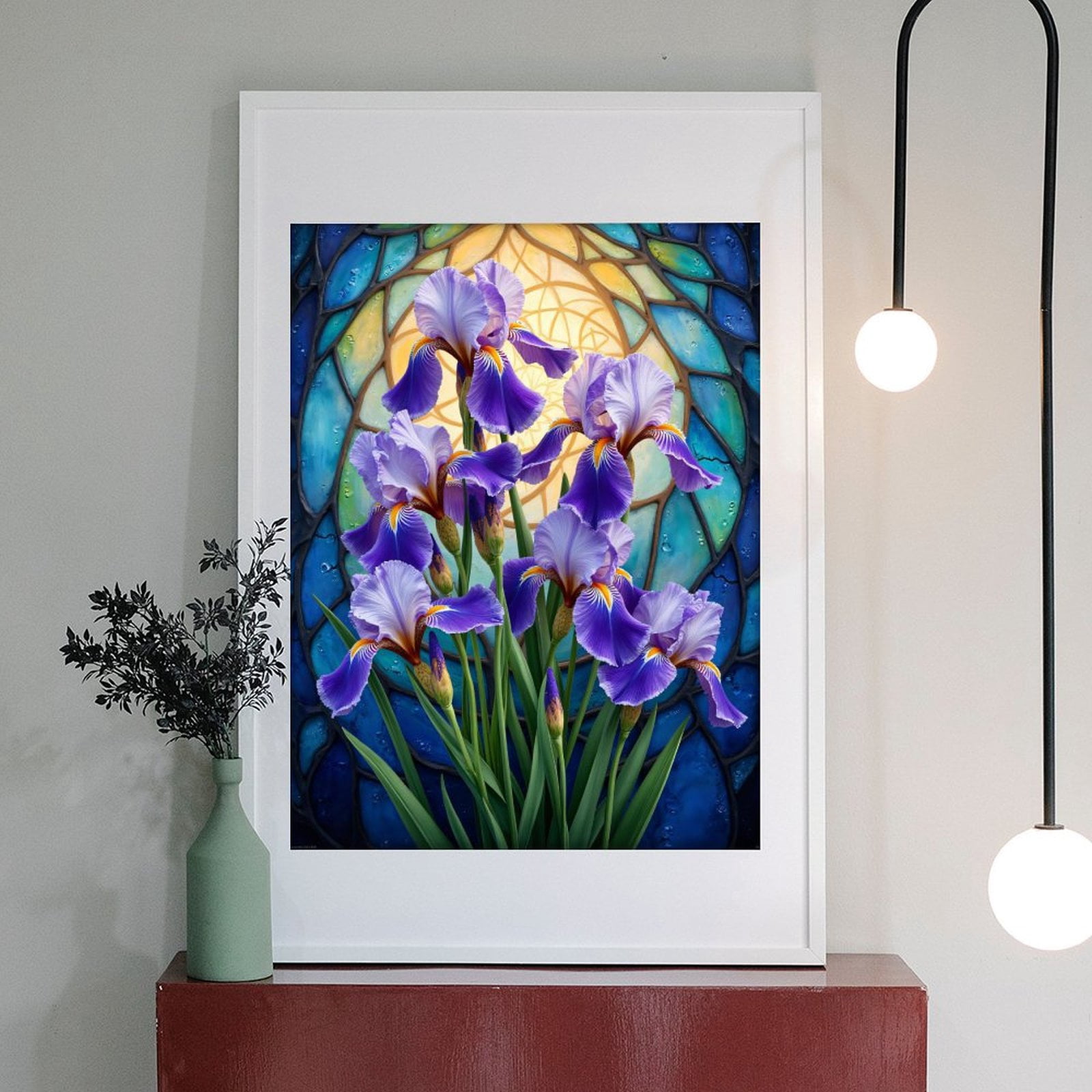 Diamond Art Kit for Adults, Irises Stained Glass Background Diamond Painting for Adults Beginners, 5D DIY Diamond Art Painting Kits, Colorful Diamond Painting Craft for Home Decor 12x16 Frameless