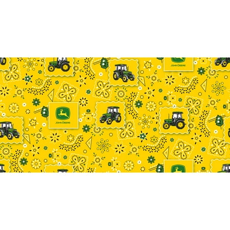 - John Deere Cotton Bandana Tractor Patch Fabric, per Yard