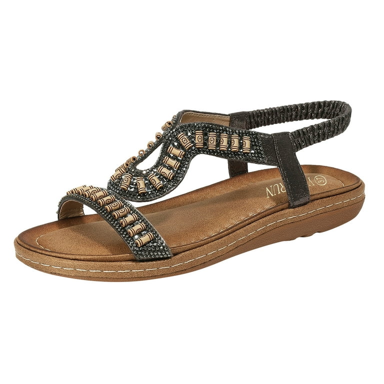 gyujnb Womens Sandals Comfortable Platform Heels Brown Sandals