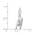 thumbnail image 3 of Sterling Silver ASL Hand Sign Pendant Charm for Necklace or Bracelet, Unisex Rock On I Love You Symbol, Music Culture Unity Jewelry, 3 of 6