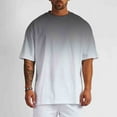thumbnail image 3 of Pounoo T Shirts for Men Round Neck Short Sleeve Ombre Color Placket Mens Shirts Loose Fit Weekend Trendy Light Mens Sport Tops, 3 of 7