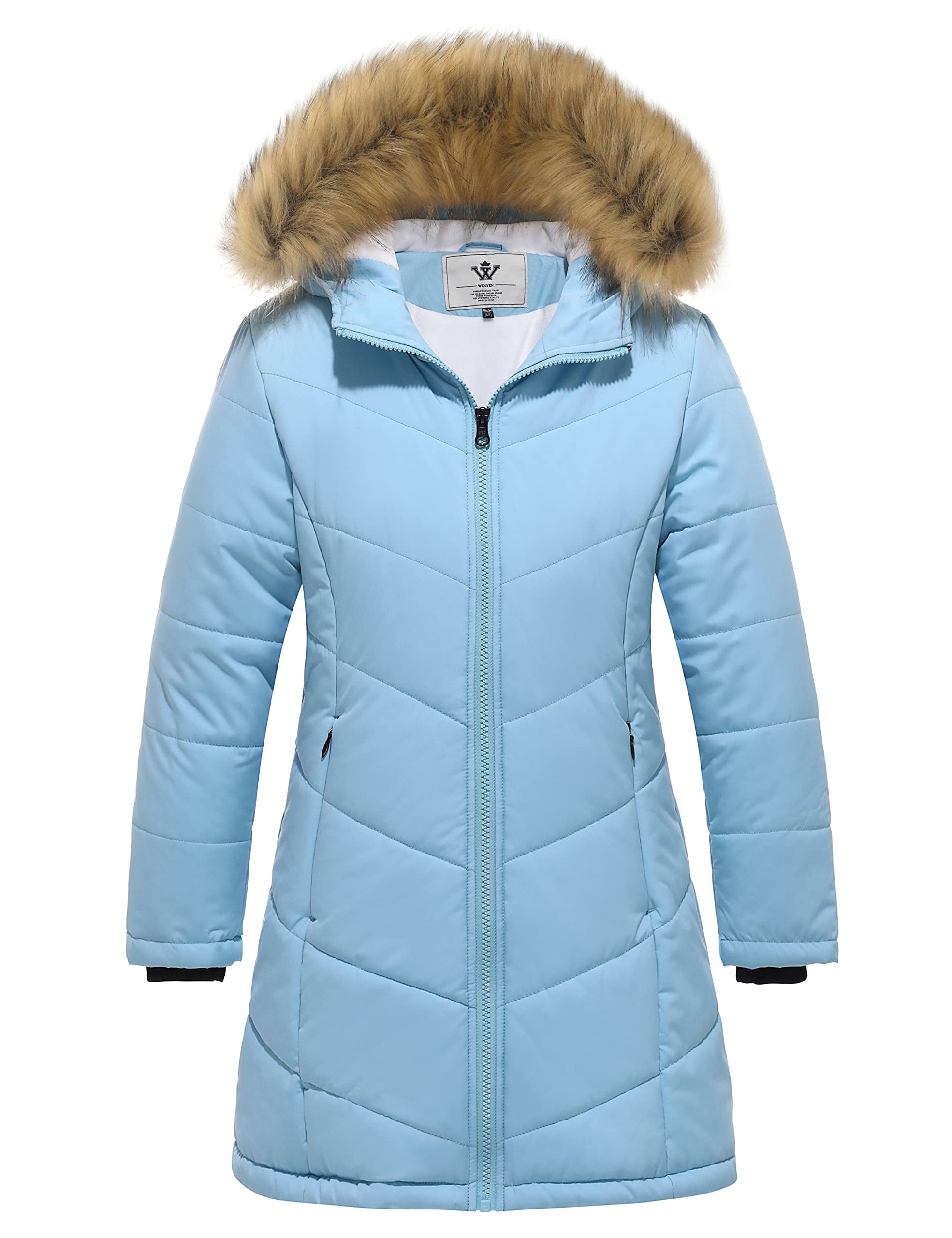 WenVen Girls Winter Utility Jacket with Fur Hood 10-12Y) - Walmart.com
