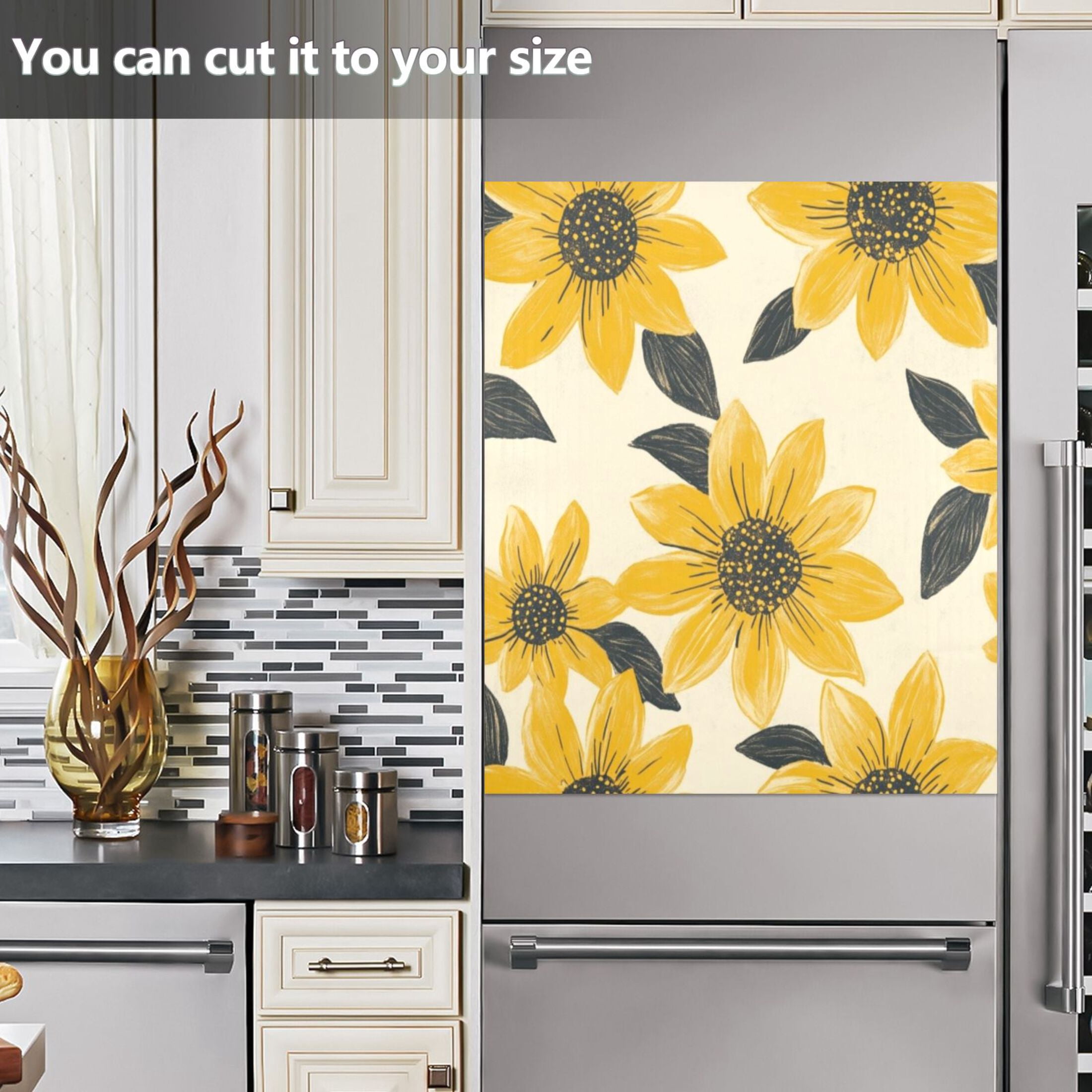 Dishwasher Magnetic Sticker 23x26 Inch Refrigerator Magnetic Sticker Washing Machine Magnetic Sticker Kitchen Panel Magnetic Sticker Home Decor Lovely Yellow Chrysanthemums